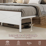 VOPEAK Farmhouse Full Bed Frame with Headboard and Footboard, Bed Frame Full Size Metal Platform with Under Bed Storage, Noise Free, No Box Spring Needed, Easy to Install, Sturdy & Stable, White VOPEAK