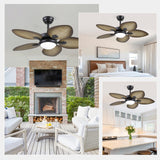 Wiviniya Tropical Ceiling Fans with Lights, 44 Inch Indoor Outdoor Palm Leaf Ceiling Fan for Patios Porch Bedroom, Remote/APP Control, Dimmable, 6 Speeds, Reversible, Wood Grain Wiviniya