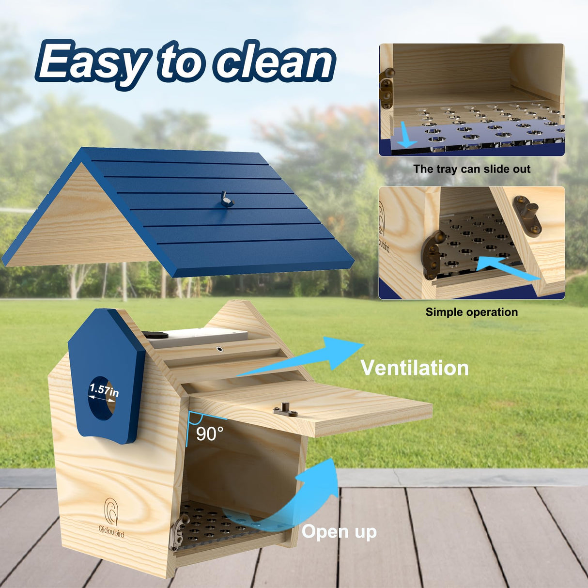 Qidoubird Smart Birdhouse with Camera, 2.4G WiFi Bird Watching Camera Night Vision, Wood Birdhouse Camera Auto Capture Bird Videos & Real Time Notify, Best for Bird Lovers Qidoubird