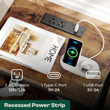 Huuger Nightstands Set of 2, 27.6 Inch End Tables with Charging Station, Fabric Drawers, Bedside Tables with USB-C Port and Outlet, Night Stands for Bedroom, Rustic Brown and Black Huuger