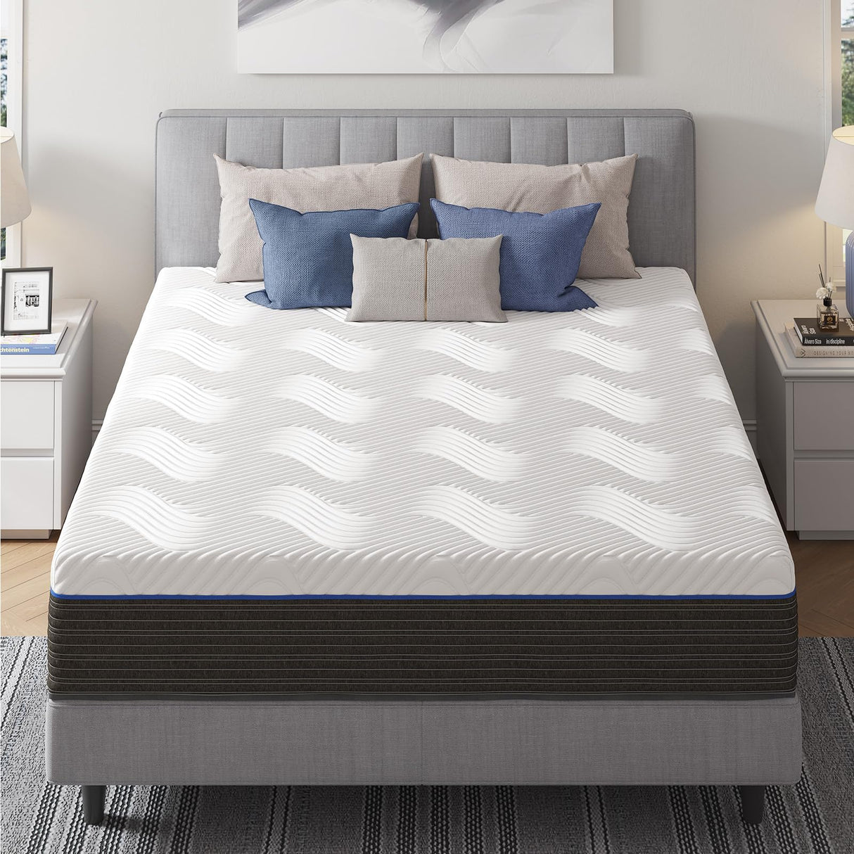 Rolanstar Full Size Mattress 10 Inch, Gel Memory Foam Mattress for Pressure Relief, Fiberglass-Free Comfort Mattress in a Box, Medium Firm Mattres for Kids, CertiPUR-US Certified, White Rolanstar