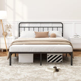 Kujielan 12 inches Full Size Bed Frame with Minimalist headboard,Metal Platform Base with Strong Metal Slats,Mattress Foundation for Under Bed Storage,Easy Assembly,Black Kujielan