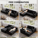 YHMEIXH 139" Black sectional couches for Living Room, Modular Sectional Sofa withDeep Seat, Boneless Sofa for Living Room, L-Shape Boneless Couch for Apartments Bedroom, No Assembly Required (Right) YHMEIXH