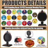 RattanView 21 Pcs Interchangeable Table Decor Wooden Seasonal Table Centerpieces Small Holiday Standing Sign Christmas Winter Home Decoration for Farmhouse Gifts RattanView