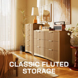 Marsail Fluted 5-Drawer Tall Wooden Dresser, Smooth Gliding Drawers & Large Capacity Storage Space, Modern Organizer Cabinet for Bedroom or Hallway, Natural Oak Marsail