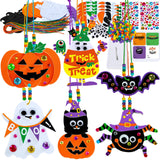 Winlyn 24 Sets Halloween Craft Kits DIY Art Sets Spider Bat Ghost Pumpkin Foam Stickers for Kids Fall Home Classroom Activities Trick-or-Treat Party Favors Winlyn