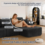 Trygoal 132" U Shaped Couch, Modular Sectional Sofa with Chaise, Corduroy U Shaped Boneless Couch with Deep Seat, Upholstered Modular Cloud Sofa for Living Room, No Assembly Required, Black Trygoal