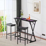 HOOBRO Bar Table,47.1" Rectangular Pub Table,Tall Counter Bar Height Table with LED Light and Glass Decoration, Modern Dining Table Footrests, for Dining Room, Pub, Tavern, Black BB68DBT01 HOOBRO