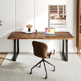 Sihtengxxhongs Solid Wood Computer Desk,Rustic Style 55-inch Large Office Desk- Modern Gaming Working for Home Office, Modern Simple Design, Ideal for Study, Writing, Dining Sihtengxxhongs