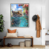 SKRYUIE Paint by Numbers Kit for Adults Beginner Tiger, Acrylic Lakes Oil Painting by Numbers Kits with PaintBrushes Paintwork Art Crafts Canvas for Home Decor 16x20 inch c13 SKRYUIE
