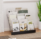 ybaymy 6-Tier 30" Wide Metal Magazine Holders,Wire Countertop Rack with Sign Channel,Retail Book Brochure Magazine Display Stand Literature Greeting CD Card Rack for Book Signing,Vendor Booth ybaymy
