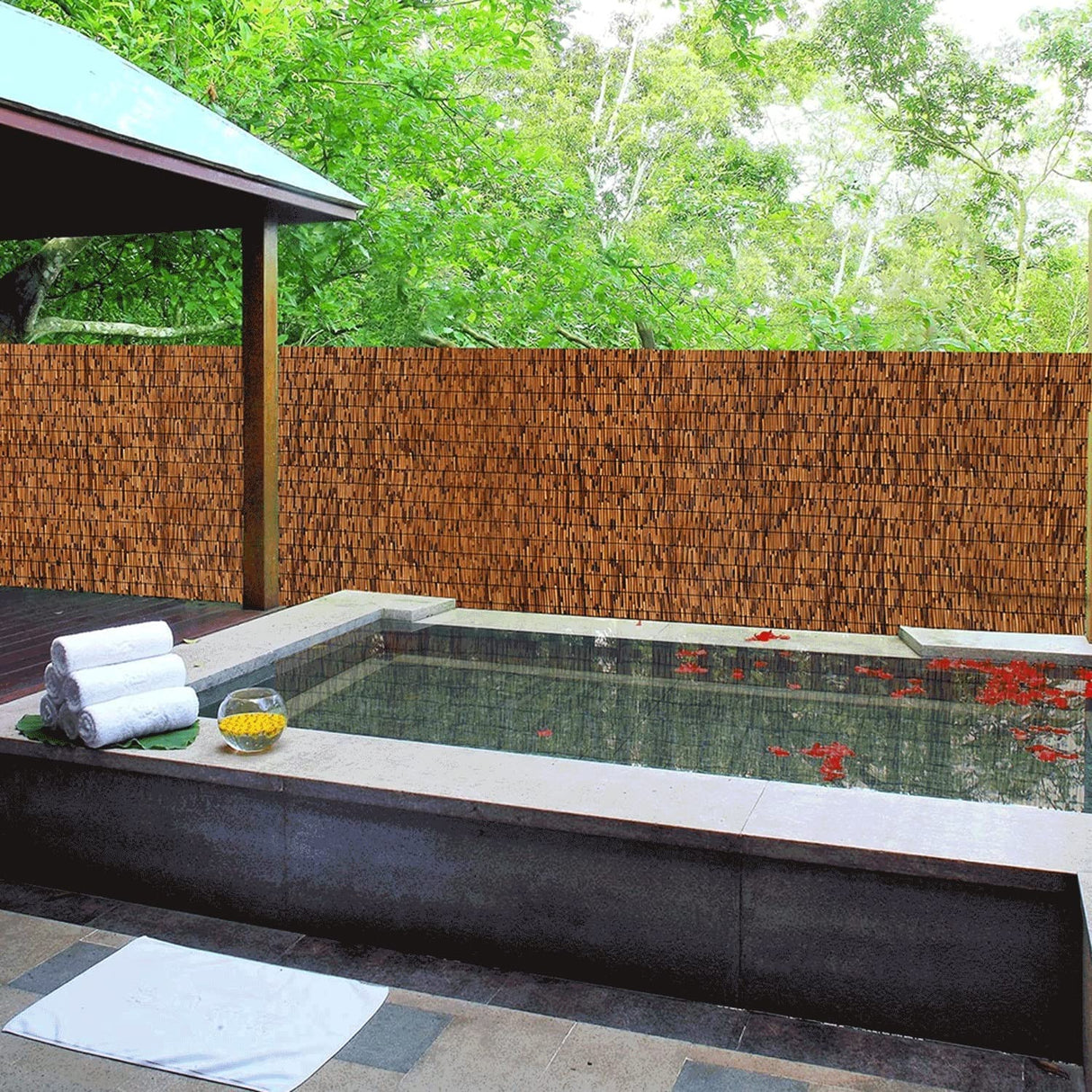 Bcofo Reed Screening,Decorative Fences,Sunshade,Bamboo Fencing Rolls, Patio Privacy Screen Panels,2 3 4 5 feet High x 16.4 feet Long, Reed Screen for Garden (Size : H0.91xL5m/H3xL16.4ft) Bcofo