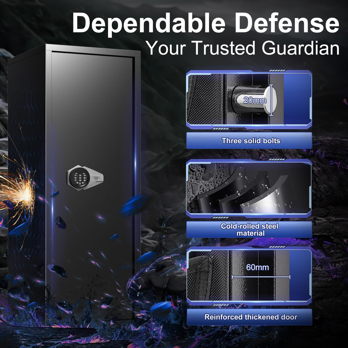 8-10 Gun Safe, Large Gun Cabinet for Home Rifle and Shotgun, Long Gun Safes for Rifles and Pistols, Quick Access Gun Safe with Digital Keypad Gun Safes with Adjustable Shelves & Pistol Pockets Marcree