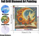 Ekuxom Fairy Diamond Painting Kits for Adults, Moon Fairy Diamond Art Kits for Adults, Round Book Diamond Painting Full Drill Book Diamond Art Painting for Home Wall Decor 14x14 inch Ekuxom