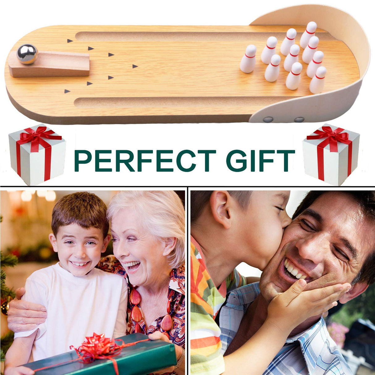 Table Top Mini Bowling Game Set-Tabletop Wooden Board Mini Arcade Desktop Tiny Bowling Shooting Alley Office Desk Stress Relief Gadgets Small Finger Toys Fun Gag Gifts for MenWomen Kids Teens Boys SYZ