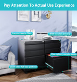 3 Drawer Mobile File Cabinet Under Desk Storage Drawers File Cabinets For Home Office, Office Organization File Cabinet With Lock Metal Filing Cabinet For Legal/letter/a4 File With Slim Width, Black SISESOL