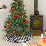 48 Inch Buffalo Plaid Christmas Tree Skirt Large Black and White Buffalo Plaid Double Layers Tree Skirt for Holiday Christmas Decorations Hxezoc