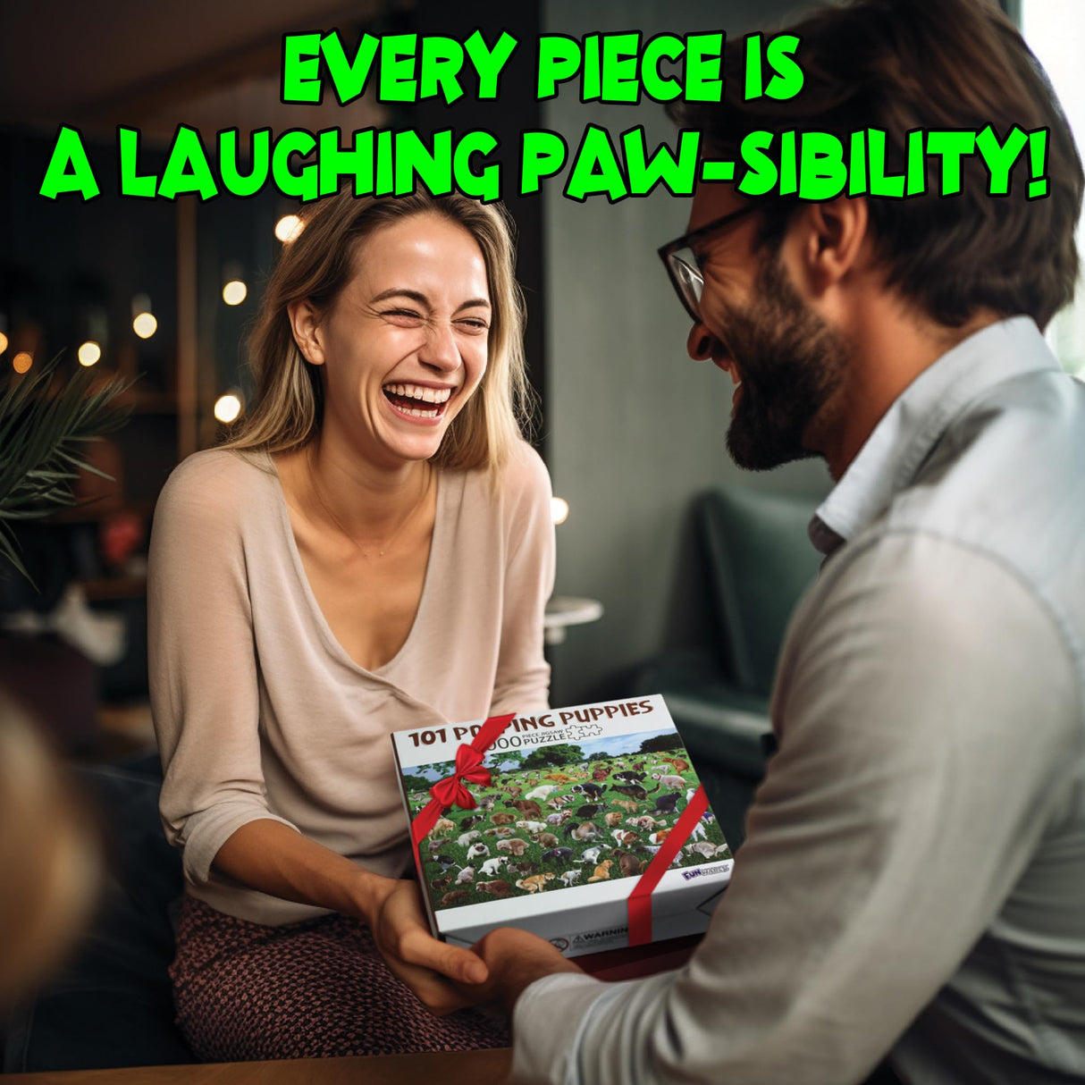 Funwares Original 101 Pooping Puppies Puzzle - Hilarious Jigsaw Puzzle - Perfect White Elephant Gag Gift - Funny Dog Pooping Puzzle for Adults and Kids! 1000 Piece Puzzle! Funwares