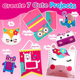 Sewing Craft Kit for Girls: DIY Felt Sewing Kit for Kids Ages 5-10, 7 Fun Projects with Stuffed Animals & Pillows, Learn to Sew Kit for Beginners, Ideal for Christmas & Birthday, Arts & Crafts Ideas SparkleMe