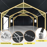 Bepatio 2 Car Carport, 20 x 20 Heavy Duty Metal Carport, All Weather Extra Large Car Port, Outdoor Portable Garage with Side-Opening Doors & Roll-Up Windows Bepatio