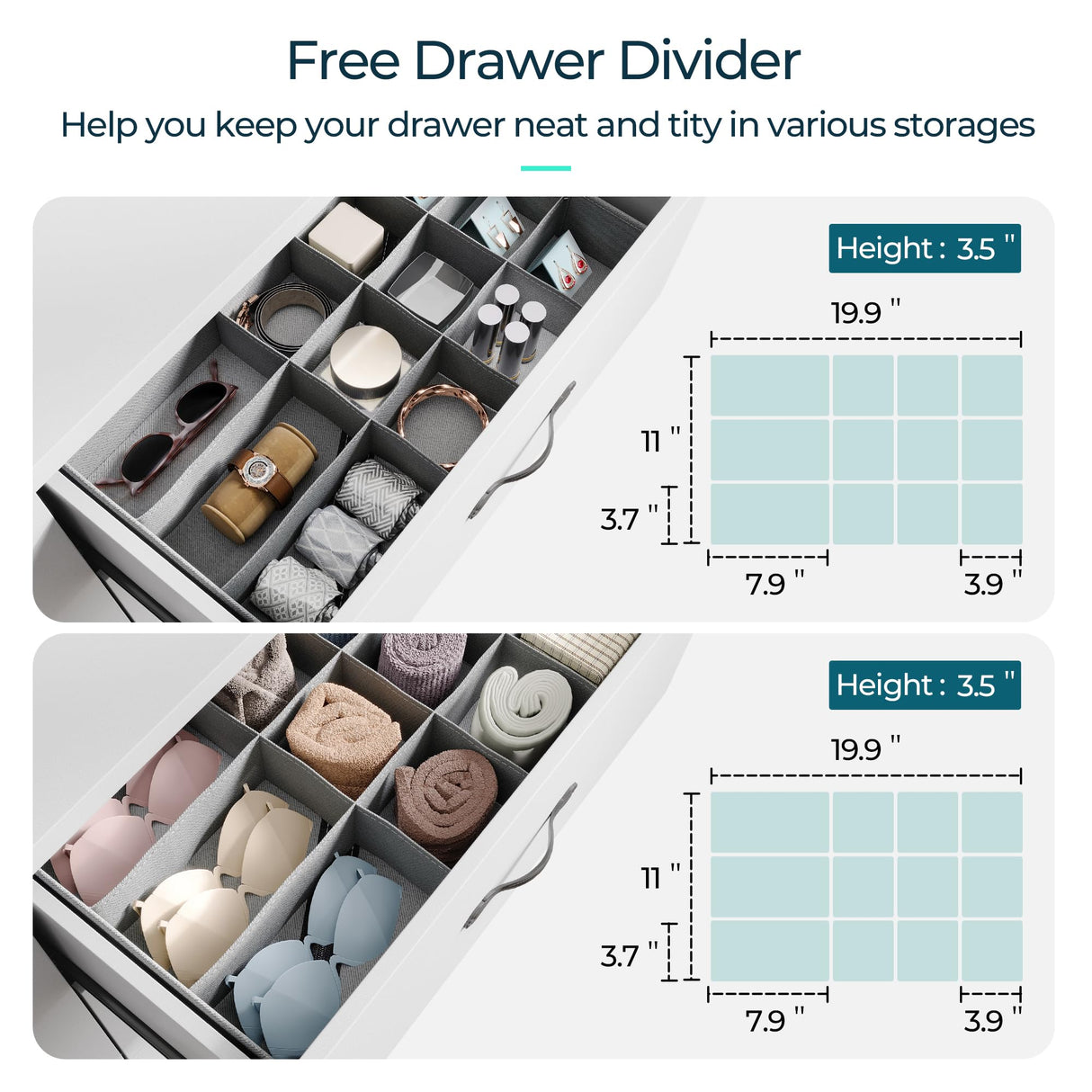 LINSY HOME White 5-Drawer Dresser - Modern Bedroom Chest with Wide Drawers, Wood Storage Organizer for Bedroom or Living Room LINSY HOME