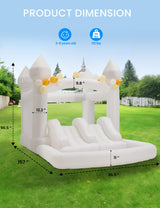 BUPPLEE Inflatable White Bounce House Jumping Castle with 480W Air Blower, 13x8x8FT Large Indoor Outdoor Bouncy Castle Theme for Kid and Adult with Slide & Ball Pit Perfect for Parties Events All Ages BUPPLEE