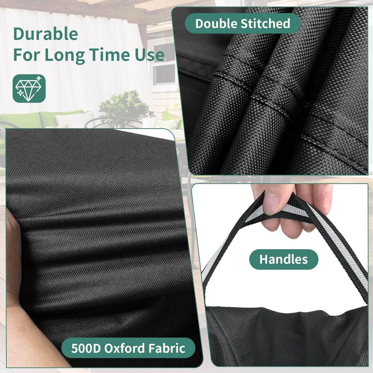 Patio Furniture Covers Waterproof, Round Outdoor Furniture Cover, 500D Heavy Duty Patio Table & 6 Chairs Set Cover, All Weather Protection Covers for Outdoor Table Set, 84" Dia x 28" H -Black NYFITY