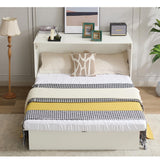 KEIKI Queen Murphy Bed with Storage, Folding Foam Mattress, Oversized Drawers, USB Ports & AC Outlets, Space-Saving Cabinet Bed, White KEIKI