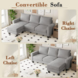 Homall Sofa for Living Room, Couch with Convertible Chaise, 3 Seat L-Shaped Sofas, Comfy Fabric Couches for Apartment, Small Space, Pale Gray Homall