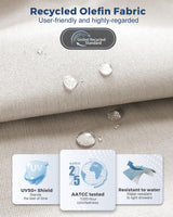 K Knowbody Aluminum Patio Furniture, Light Metal Outdoor 3-Seat Sofa, Curved Armrests, Olefin Cushions, Cast Sectional Sofa Chairs for Balcony, Porch, Backyard, Beige/Silver K Knowbody