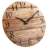 Plumeet Small Wall Clock, 10'' Frameless Wooden Wall Clocks with Silent Quartz Movement, Rustic Country Village Walnut Clocks Decorative for Kitchen Bedroom Living Room, Brown Plumeet