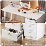 Tribesigns White Makeup Vanity Desk: Modern 55 Inches Vanity Table with 3 Drawers, Corner Wood Dressing Table Make Up Vanity, White and Gold Girls Women Vanity for Bedroom, No Mirror Tribesigns