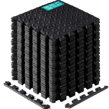 Yes4All Interlocking Exercise Foam Mats with Border – Interlocking Floor Mats for Gym Equipment – Eva Interlocking Floor Tiles - 36 Square Feet (36 Tiles) - Black Yes4All