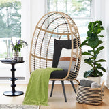 Patiorama Wicker Egg Chair Outdoor Indoor, Rattan Lounge Chair for Outside w/Legs Cushion, Basket Wicker Chair for Bedroom Living Room Front Porch Backyard Garden 350 lbs Capacity (Black) Patiorama