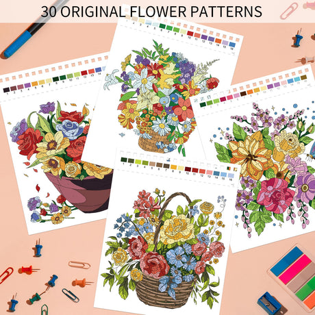 Jadeso Color by Numbers Adult Coloring Book, 30 Pages of Beautiful Flowers Patterns, Spiral Bound Coloring Book for Adults Relaxation, Color by Numbers for Adult, Thick Smooth Paper(120gsm) Jadeso
