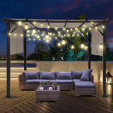 COOS BAY Outdoor Patio Pergola 10x10 ft with Retractable Sun Shade Canopy Top, Metal Frame Gazebo Sun Shade for Backyard, Deck, Garden and Poolside, Beige COOS BAY