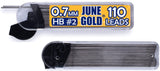 June Gold 72 Mechanical Pencils, 0.7 mm HB Lead, 2 Lead Dispensers with 220 Refills & 16 Erasers, Break Resistant, Convenient Side Click & Soft Non-Slip Grip June Gold