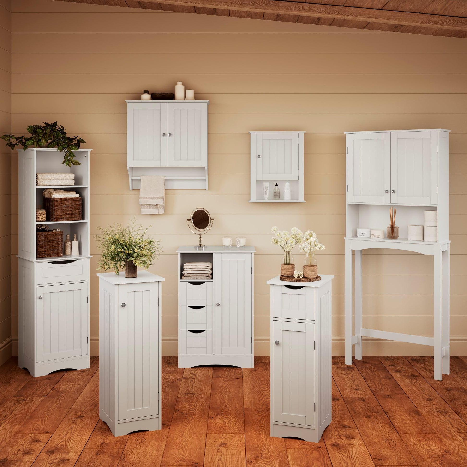 RiverRidge Slim, White Ashland Cabinet with Drawer - WoodArtSupply