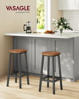 VASAGLE Bar Stools, Set of 2 Bar Chairs, Steel Frame, 25.2 Inch Tall, for Kitchen Dining, Easy Assembly, Industrial Design, Rustic Brown and Black ULBC32X VASAGLE