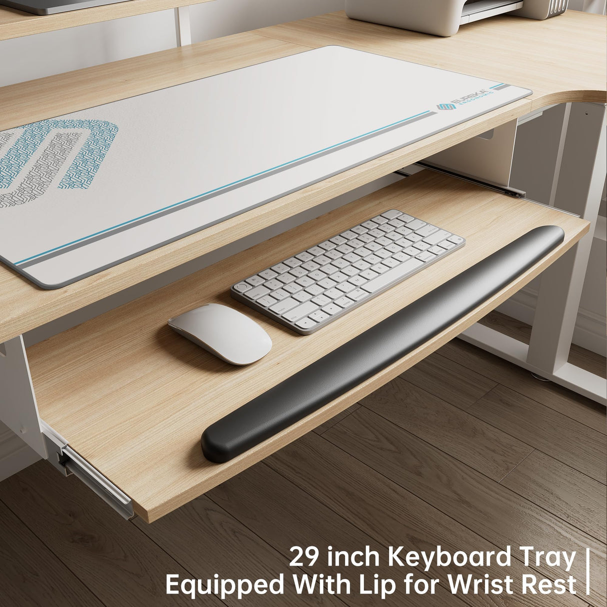 EUREKA ERGONOMIC Standing Desk Adjustable Height 61" Electric Sit Stand Computer Desk L Shaped with Keyboard Tray,Monitor Stand &LED, Dual Motor Memory Presets Sit to Desk Adjustable Desk, Right/Maple EUREKA ERGONOMIC