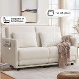 Korser 56.3" W x 74.8" L Small Full Size Pull Out Couch, Loveseat Sleeper with Side Pockets, Foldable Floor Sofa Bed with Breathable & Washable Cover, Futon Couch for Living Room or Bedroom, White Korser