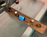 Handmade Wooden Bathtub Tray - 3 Different Size Options - Rustic Structure - Water Insulator - Bath Tray Caddy with Wine Glass Holder (36", BLACK BROWN) WOODCHES