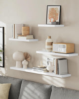 VASAGLE Wall Shelves Set of 2, Floating Shelves, Wall Mounted, 8 x 15.7 x 1.5 Inches, Display Shelves for Picture Frames, Wall Decor, Hanging Shelf for Living Room, Kitchen, White ULWS054W01 VASAGLE