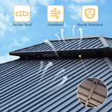 LUXOAK 13' x 15' Hardtop Gazebo,Aluminum Frame Outdoor Gazebo with Iron Roof Double Roof, Wood Gazebo for Patio, Backyard, Lawns, Parties, Black LUXOAK