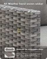 CAODOC 6-Piece Outdoor Wicker Patio Set with 7 Seats, Including 43" Fire Pit - Sectional Sofa and Conversation Set for Backyard or Lawn, Gray Rattan with Waterproof Dark Gray Cushions CAODOC