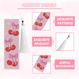 8 Pcs Bow Diamond Art Bookmarks Kit with Tassels, Cute Pink Diamond Painting Bookmarks for Women Book Lovers, DIY Bookmark Making Kit for Adults Beginners Aesthetic Crafts CRASHOT