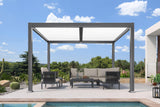PURPLE LEAF Louvered Pergola 10' x 12' Outdoor Aluminum Pergola with White Adjustable Rainproof Roof Grey Frame Hardtop Gazebo for Patio Deck Garden PURPLE LEAF