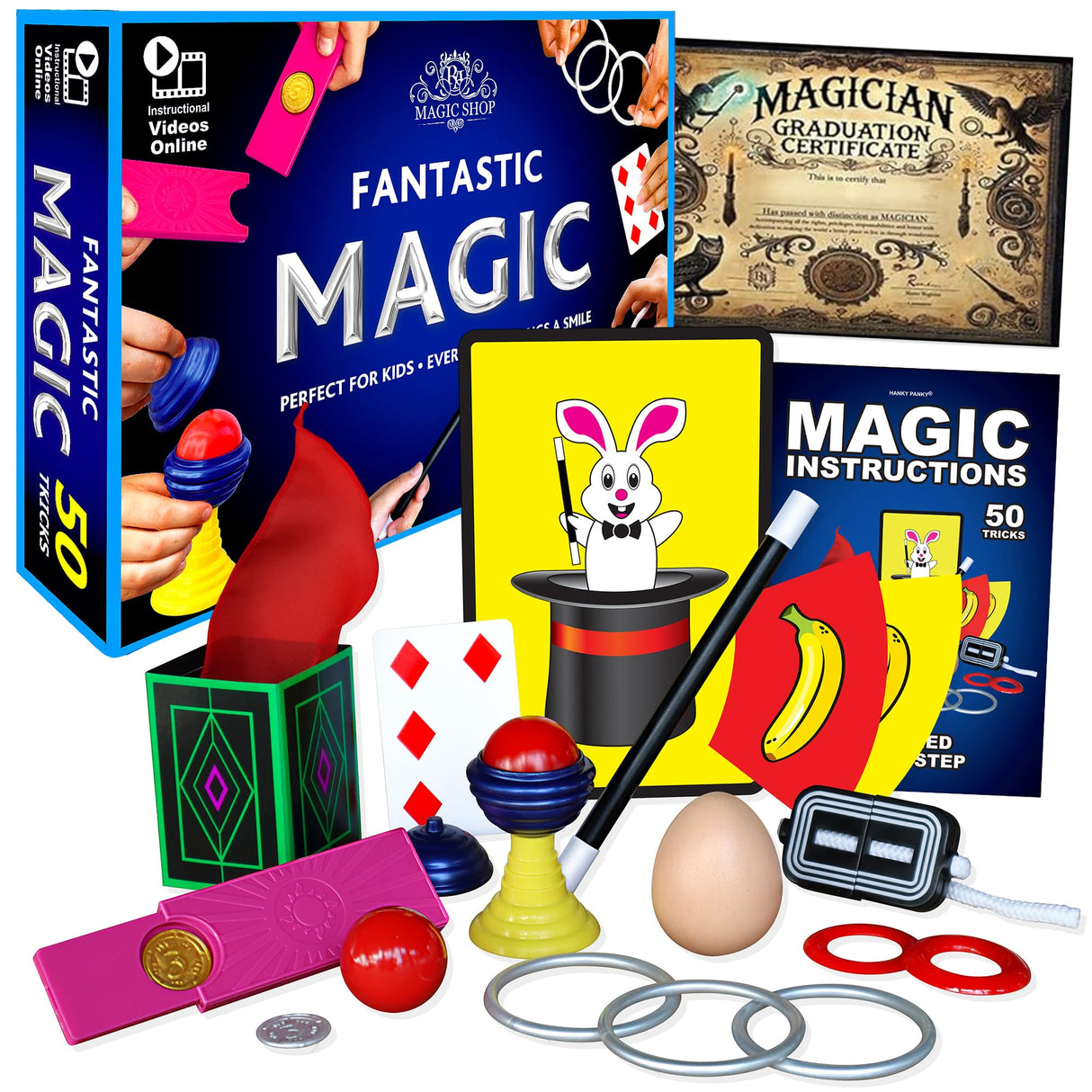 RA MAGIC SHOP Fantastic Magic Set - 50 Easy Tricks with Video Instructions for Kids Age 6-12 | Magic Trick Set, Magic Toys & Beginner Magic Tricks RA MAGIC SHOP