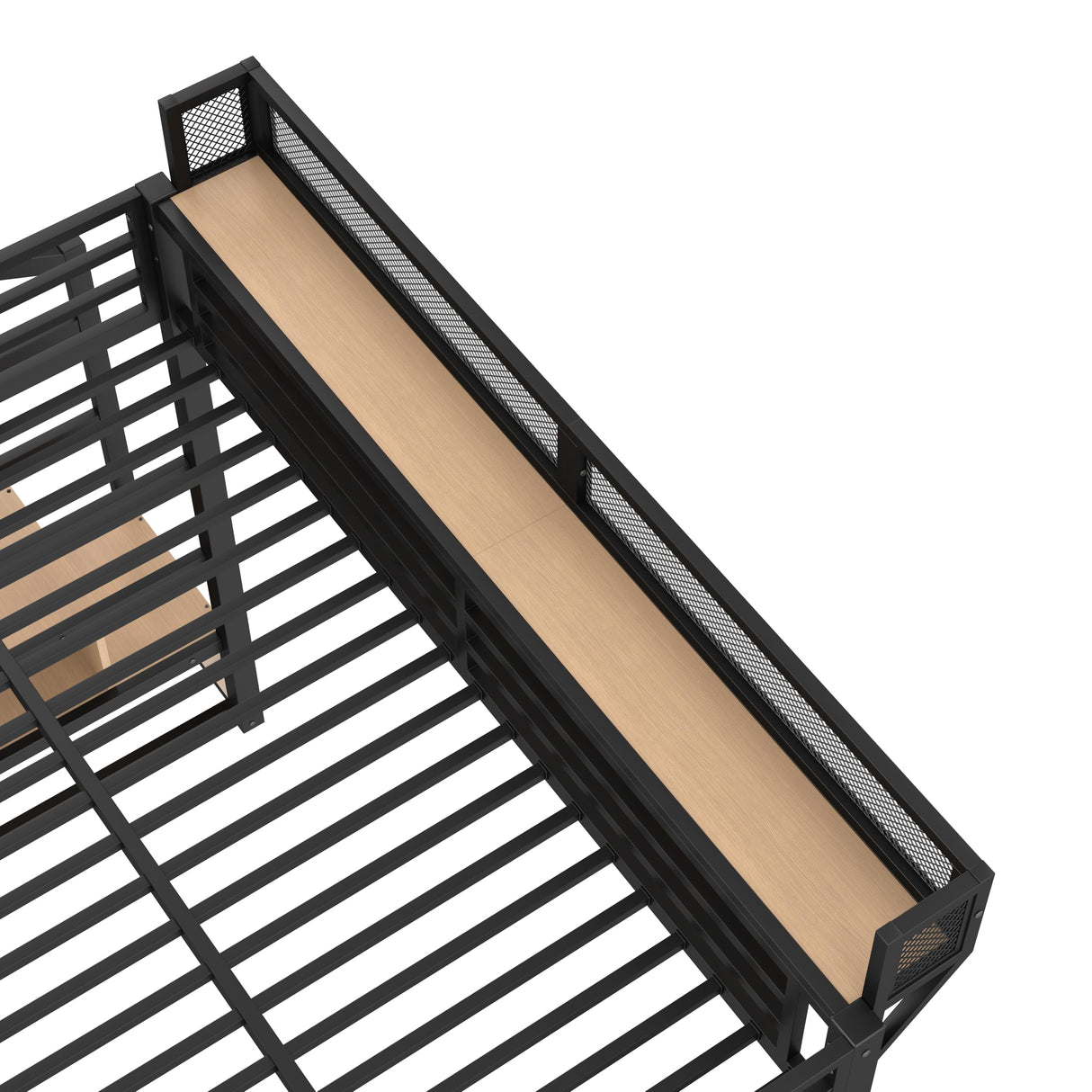 TCMILA Twin XL Size Loft Bed with Convertible Storage Stairs, LED, USB-Port, Heavy Duty Metal Frame with Open Wardrobe, Kids, Adults, Boys, Bedroom, No Box Spring Needed, Black Natural TCMILA