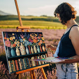 Yezavesu Bookshelf Paint by Numbers Kit for Adults Beginner, Book Adult Paint by Number Kits on Canvas Without Frame, DIY Acrylic Flowers Painting by Numbers for Home Wall Decor Gift 16x20 Inch Yezavesu